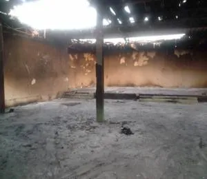 The inside of one of EERN’s burned churches in Niamey, Niger (photo credit: Issaka Moussa)