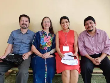 Karla (second from the left) with researchers Adrian Tovar (Mexico), Gaby Ochoa (Guatemala) and Carlos Aguirre (Nicaragua)