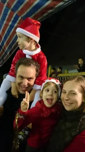 Jonathan and Emily with the twins, Eva and Eli, for a Christmas performance