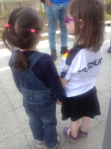 Ariella and a friend from the Iranian church waiting for the Wannsee ferry