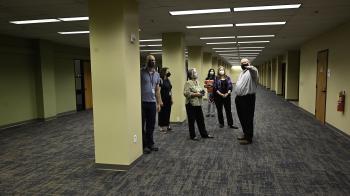 Kerry Rice leads a tour of the new conference center