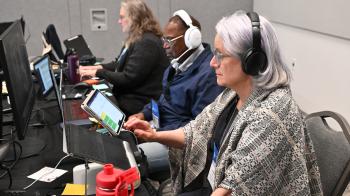 Theological Education &amp; Ordination committee leaders guide the first day of meetings at GA227 on June 22, 2026 in Milwaukee. 