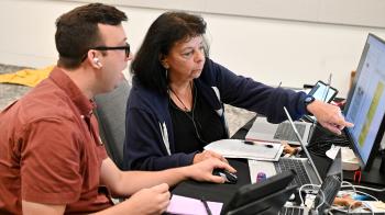 Brent Sheffer O'Neill (left) and Ruth Faith Santana-Grace (right) lead the committee through the final meeting day. Photos by Rich Copley