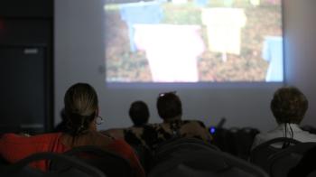 Attendees to the Community Day event viewed a screening of a film currently in production by Counter Stories Productions. Photo by Jim Deweese.