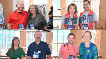 Four teams of co-moderator candidates had an opportunity to talk with GA227 commissioners on Wednesday evening. Photos by Rich Copley.