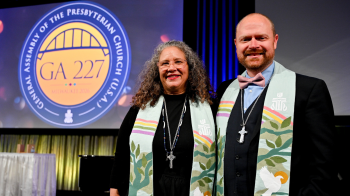 Co-Moderators of the 227th General Assembly Marta Pumroy-Cordero and Kristopher Schondelmeyer