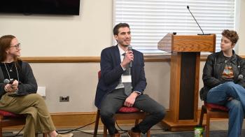 Olivia Phelps, Wyatt Betler and Jeff McAllister answer questions from the audience at the Jesus and Justice Conference. (Photos by Beth Waltemath)