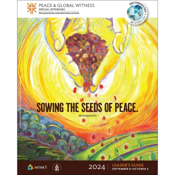 The cover of the Peace & Global Witness Offering leader's Guide for 2024. 