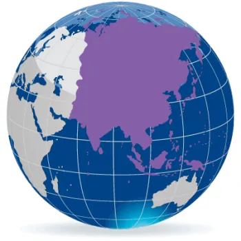 Asia-South-Pacific-map highlighted in purple