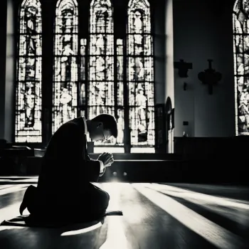 Person kneeling down and praying - AI Generated