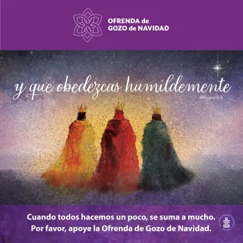 Christmas Joy Offering social media post in Spanish featuring 3 kings walking toward a star.