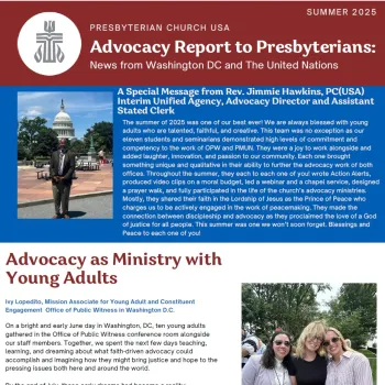 2025_Summer_Advocacy-Reports-to-Presbyterians from OPW &amp; PMUN front page of report