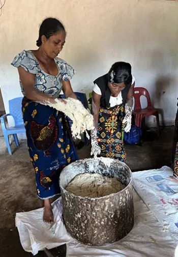 Women making dough