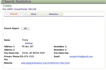 Screenshot of the Church Statistics Application