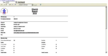 Screenshot of the Church Statistics Application