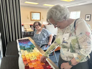 The Rev. Susan Barnes leads a quilted stole-making workshop
