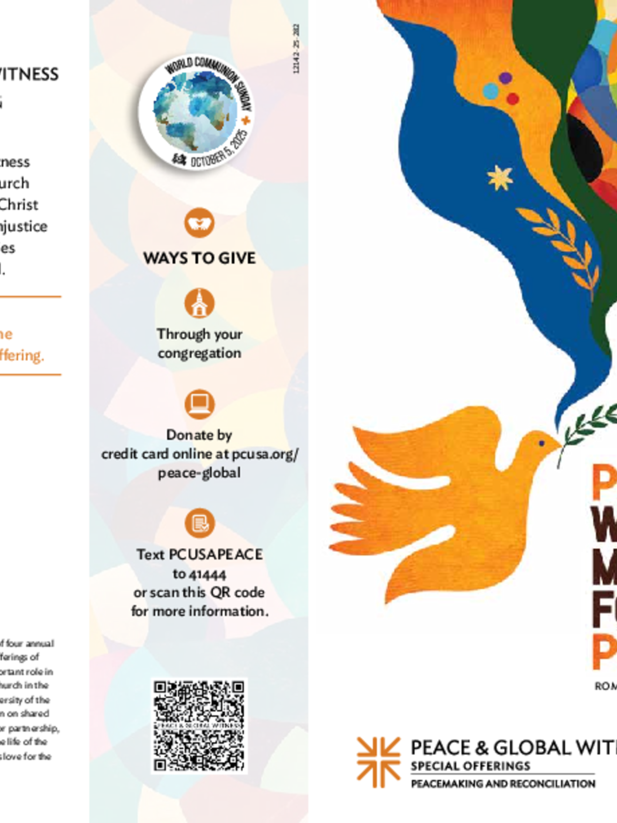 Cover of the bulleting for Peace & Global Witness Offering for 2025. 