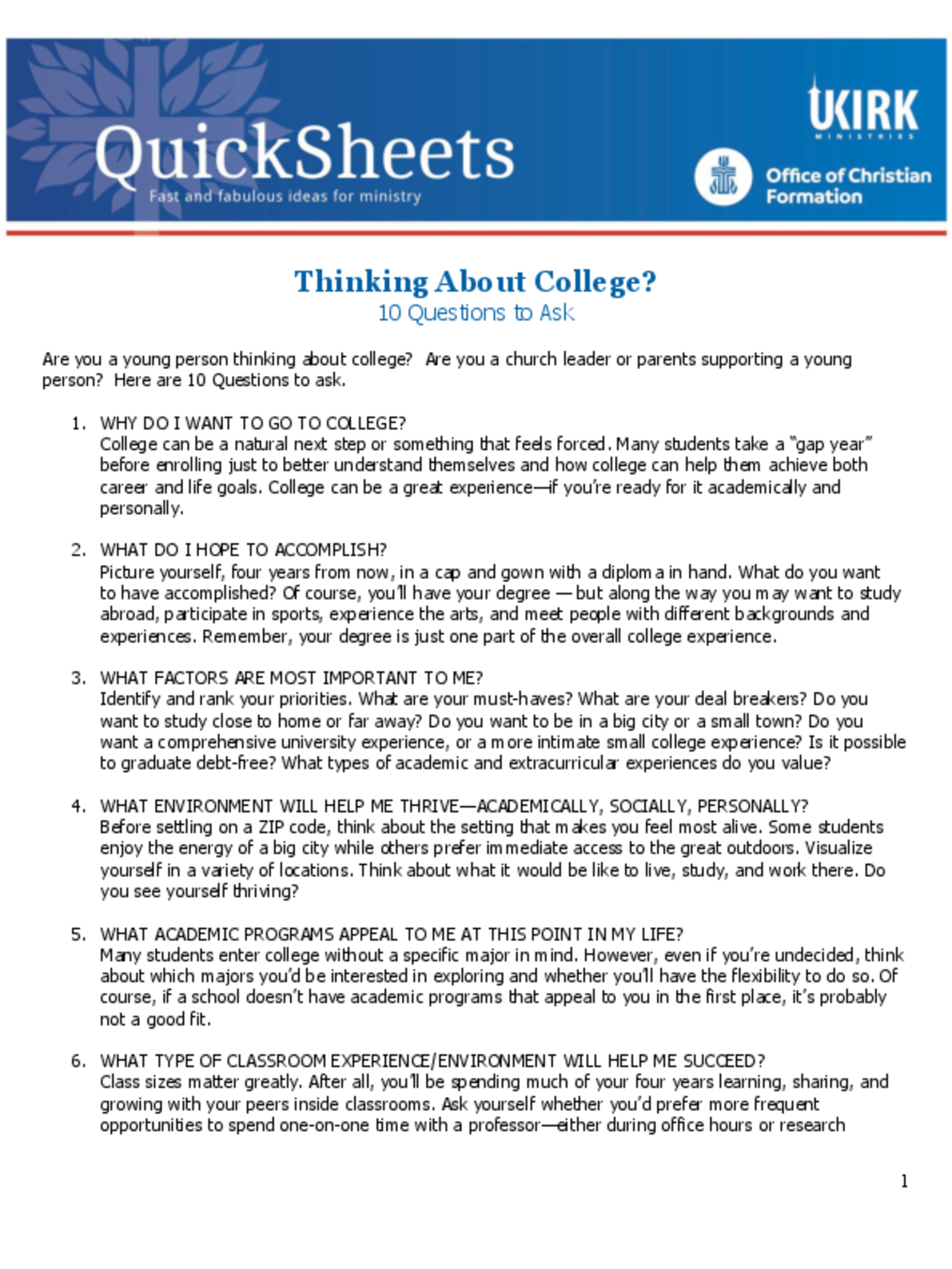 Thinking About College?