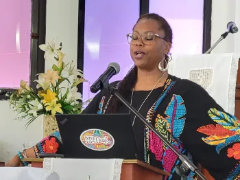 The Rev. Neema Cyrus-Franklin was the keynote speaker at the APCE-SOAP event in Aguadilla, Puerto, Rico. (Photo by Cheryl Carson)