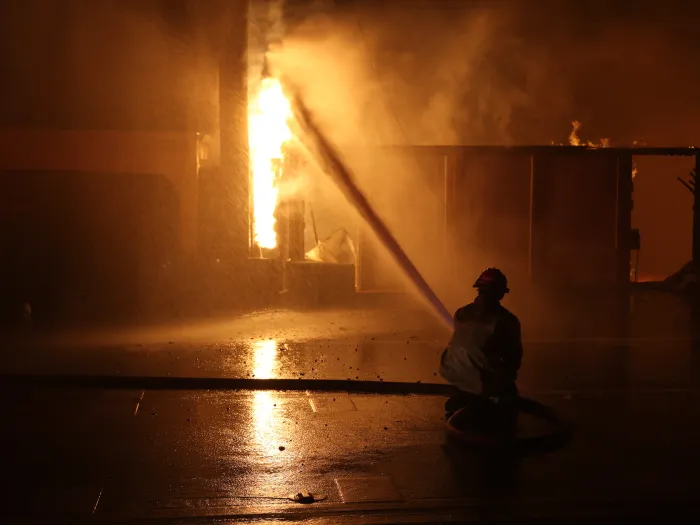 Palisades fire and fireman