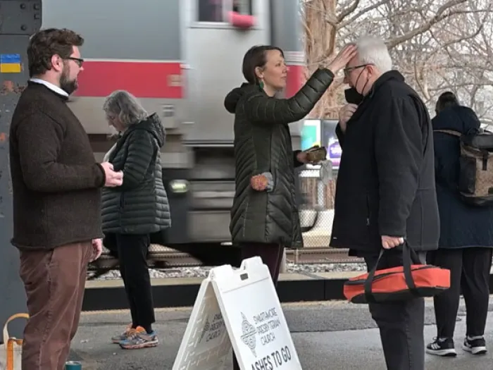 Swarthmore Presbyterian Church held their annual Imposition of Ashes for commuters taking the train to Philadelphia. 
