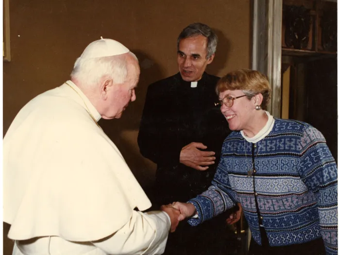 Mary Ann Lundy and Pope John Paul II in Vatican City, 1995