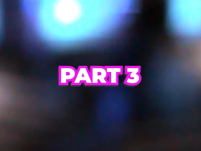 Pink video title in front of blurred image
