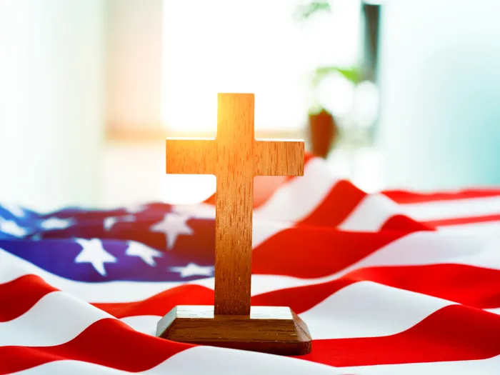 American Flag and Cross. Adobe Stock by xy