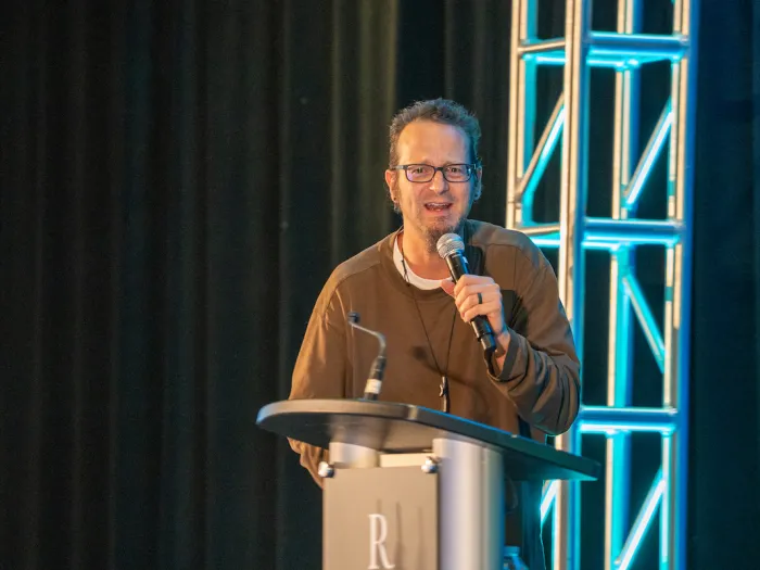 Man standing at a podium