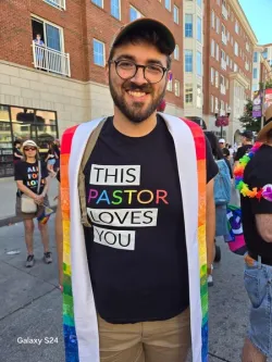 Rev. Trip Porch at a Pride parade in Columbus, OH