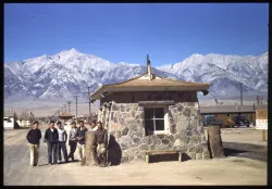 Young men outside at Manzanar incarceration camp.