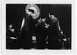 Photograph of Corbett receiving an honorary Doctor of Divinity degree from Huron College, South Dakota, June 1968.
