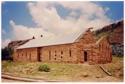 Lesotho Evangelical Church building construction in Kolonyama, December 1988.