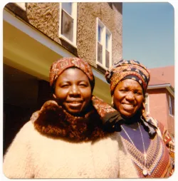 Luta (Ruth) Tshihamba (left) and Leah Tutu (right), circa 1980-1989.