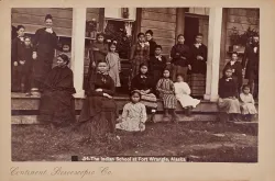 The Indian School at Fort Wrangell, Alaska, circa 1877-1907.