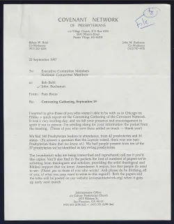 Letter from Pam Byers, September 22, 1997.