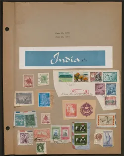 Excerpt from India Scrapbook; Stamps - Page 1.